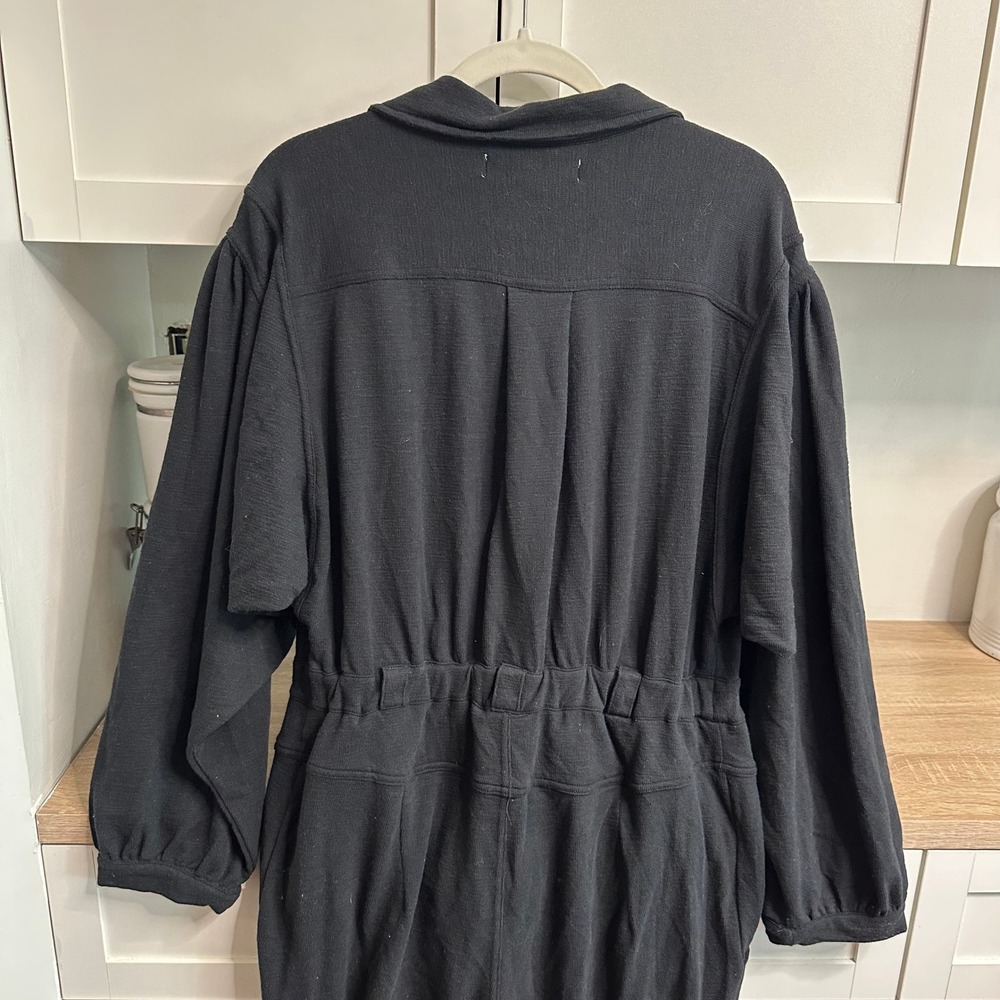 Free People Beach Faye Jumpsuit Womens L Black Long Sleeve Utility Relaxed Boho - Picture 14 of 16